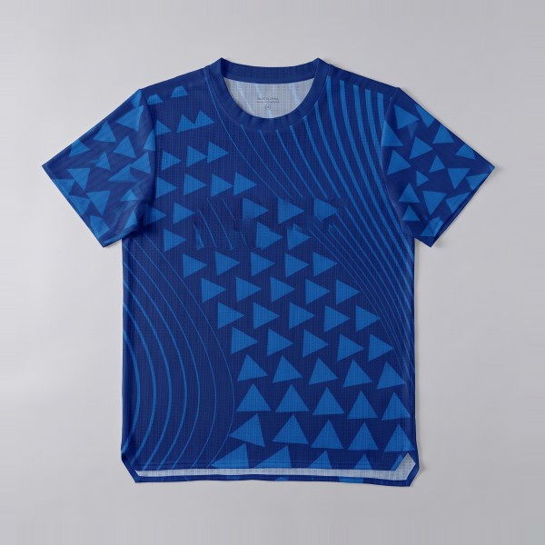 Printed Running Tee in Navy Bolt