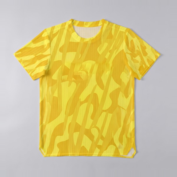 Printed Running Tee in Gold Surf
