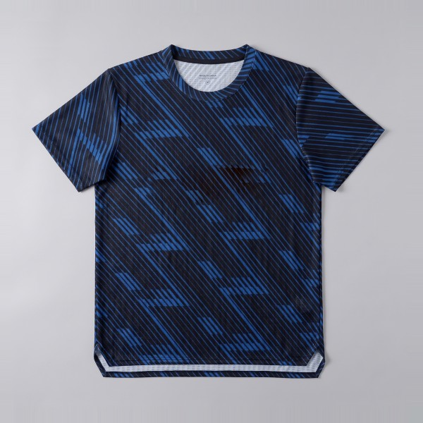 Printed Running Tee in Navy Twill